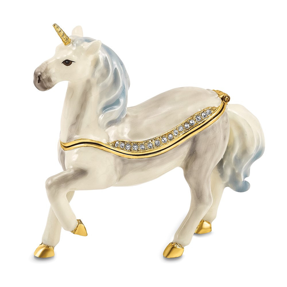 Jere Luxury Giftware, Bejeweled SUNNY Enchanted Unicorn Trinket Box with Matching Pendant Trinket Box & Keepsake Container Collectible Gift by Jere Luxury Giftware