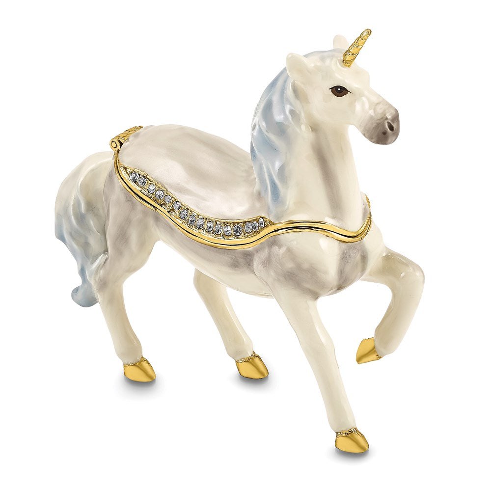 Jere Luxury Giftware, Bejeweled SUNNY Enchanted Unicorn Trinket Box with Matching Pendant Trinket Box & Keepsake Container Collectible Gift by Jere Luxury Giftware
