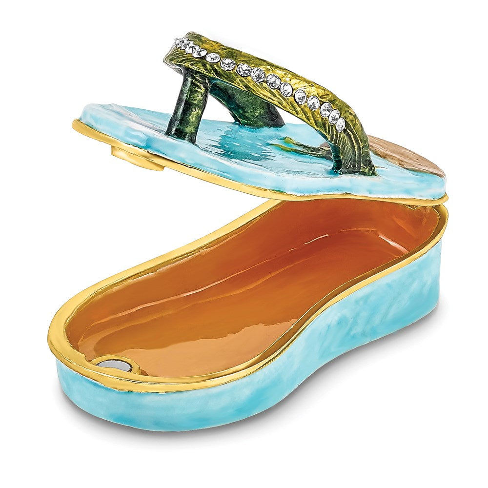 Jere Luxury Giftware, Bejeweled SANDY TOES Sandal w/Palm Tree Trinket Box with Matching Pendant Trinket Box & Keepsake Container Collectible Gift by Jere Luxury Giftware