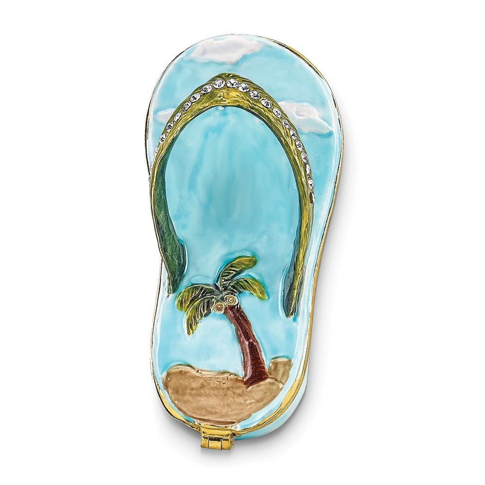 Jere Luxury Giftware, Bejeweled SANDY TOES Sandal w/Palm Tree Trinket Box with Matching Pendant Trinket Box & Keepsake Container Collectible Gift by Jere Luxury Giftware