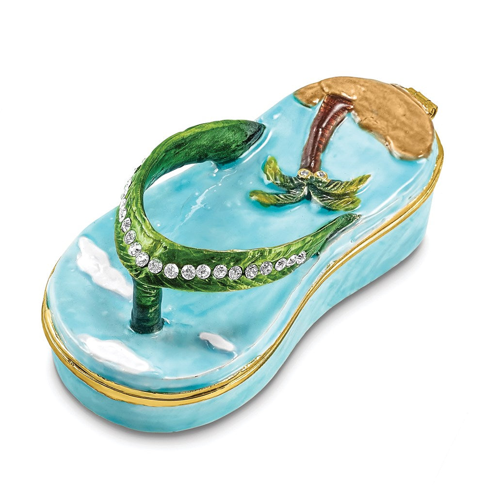 Jere Luxury Giftware, Bejeweled SANDY TOES Sandal w/Palm Tree Trinket Box with Matching Pendant Trinket Box & Keepsake Container Collectible Gift by Jere Luxury Giftware