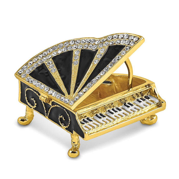 Jere Luxury Giftware, Bejeweled SERENADE Grand Piano Trinket Box with Matching Pendant