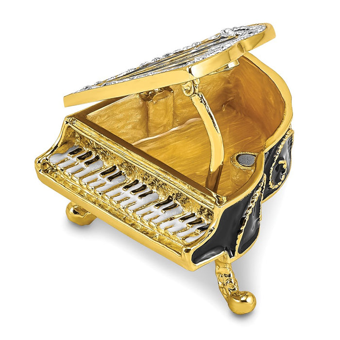 Jere Luxury Giftware, Bejeweled SERENADE Grand Piano Trinket Box with Matching Pendant