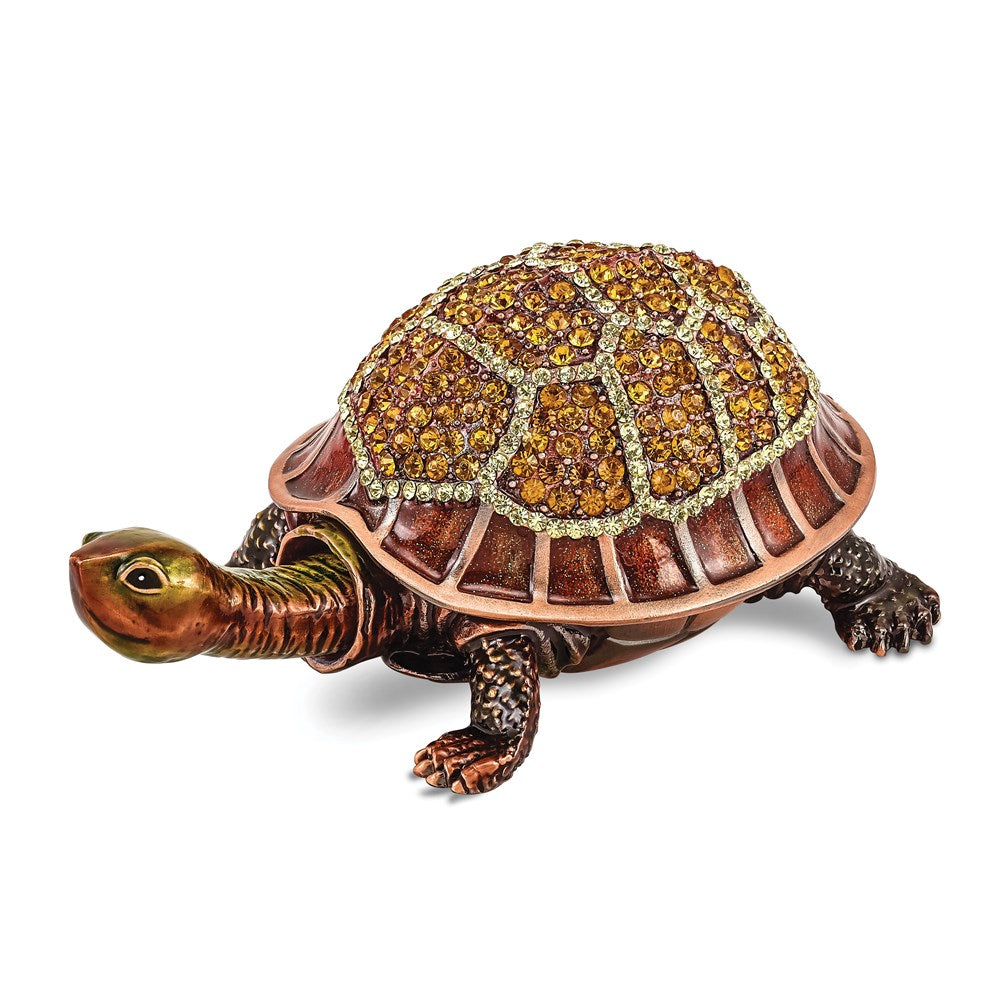 Jere Luxury Giftware, Bejeweled RHODA Tortoise w/Moving Head Trinket Box with Matching Pendant Trinket Box & Keepsake Container Collectible Gift by Jere Luxury Giftware