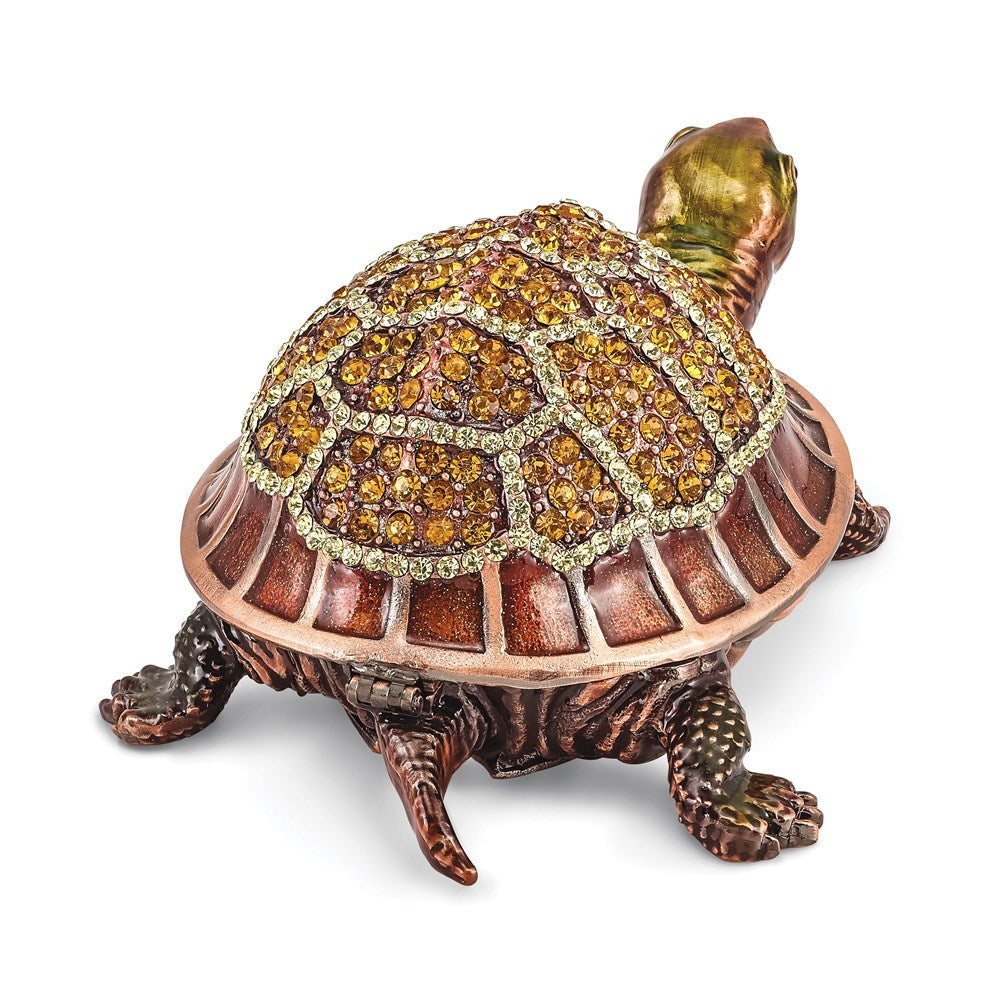 Jere Luxury Giftware, Bejeweled RHODA Tortoise w/Moving Head Trinket Box with Matching Pendant Trinket Box & Keepsake Container Collectible Gift by Jere Luxury Giftware