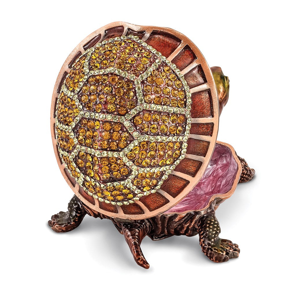 Jere Luxury Giftware, Bejeweled RHODA Tortoise w/Moving Head Trinket Box with Matching Pendant Trinket Box & Keepsake Container Collectible Gift by Jere Luxury Giftware