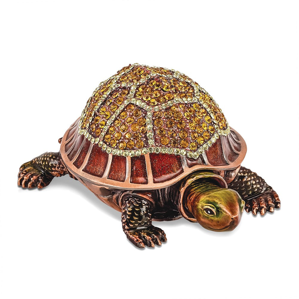 Jere Luxury Giftware, Bejeweled RHODA Tortoise w/Moving Head Trinket Box with Matching Pendant Trinket Box & Keepsake Container Collectible Gift by Jere Luxury Giftware