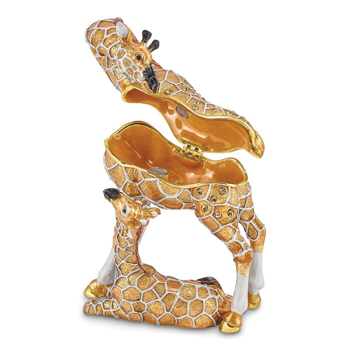 Jere Luxury Giftware, Bejeweled JASMIN & JASPER Mother & Baby Giraffes Trinket Box with Matching Pendant
