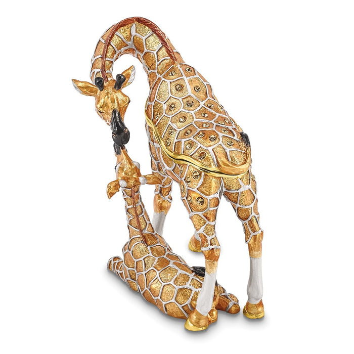 Jere Luxury Giftware, Bejeweled JASMIN & JASPER Mother & Baby Giraffes Trinket Box with Matching Pendant