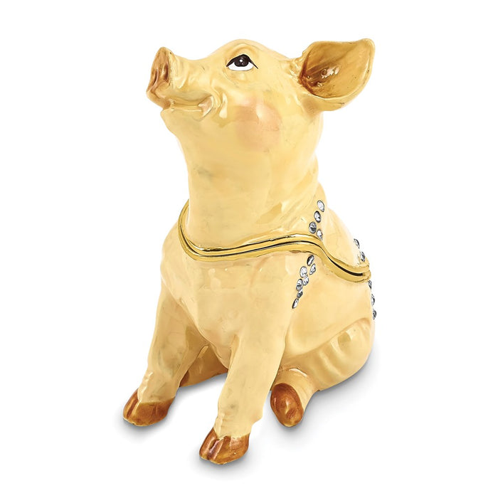 Jere Luxury Giftware, Bejeweled PRECIOUS Pig Trinket Box with Matching Pendant