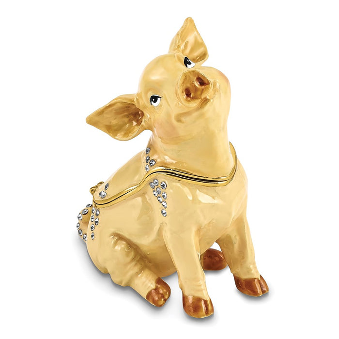 Jere Luxury Giftware, Bejeweled PRECIOUS Pig Trinket Box with Matching Pendant