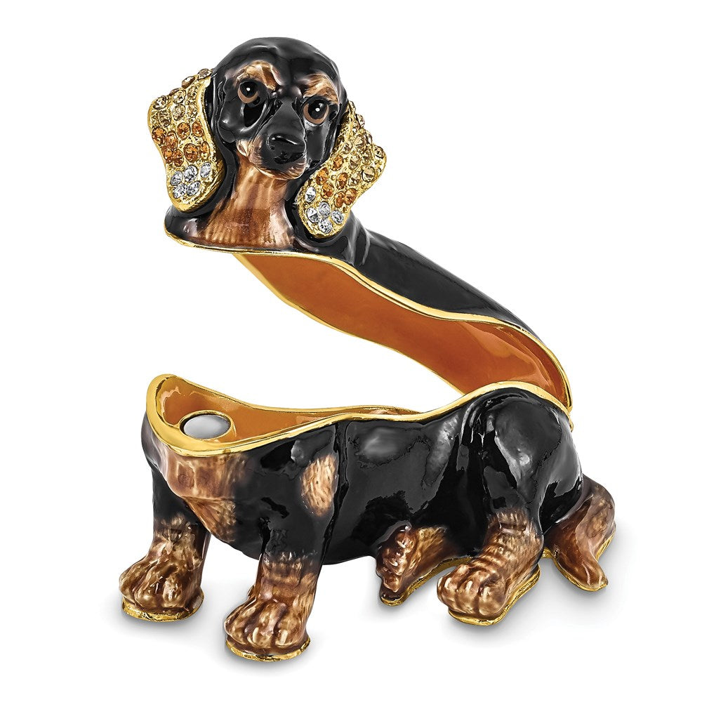 Jere Luxury Giftware, Bejeweled REGAN Dachshund Trinket Box with Matching Pendant Trinket Box & Keepsake Container Collectible Gift by Jere Luxury Giftware