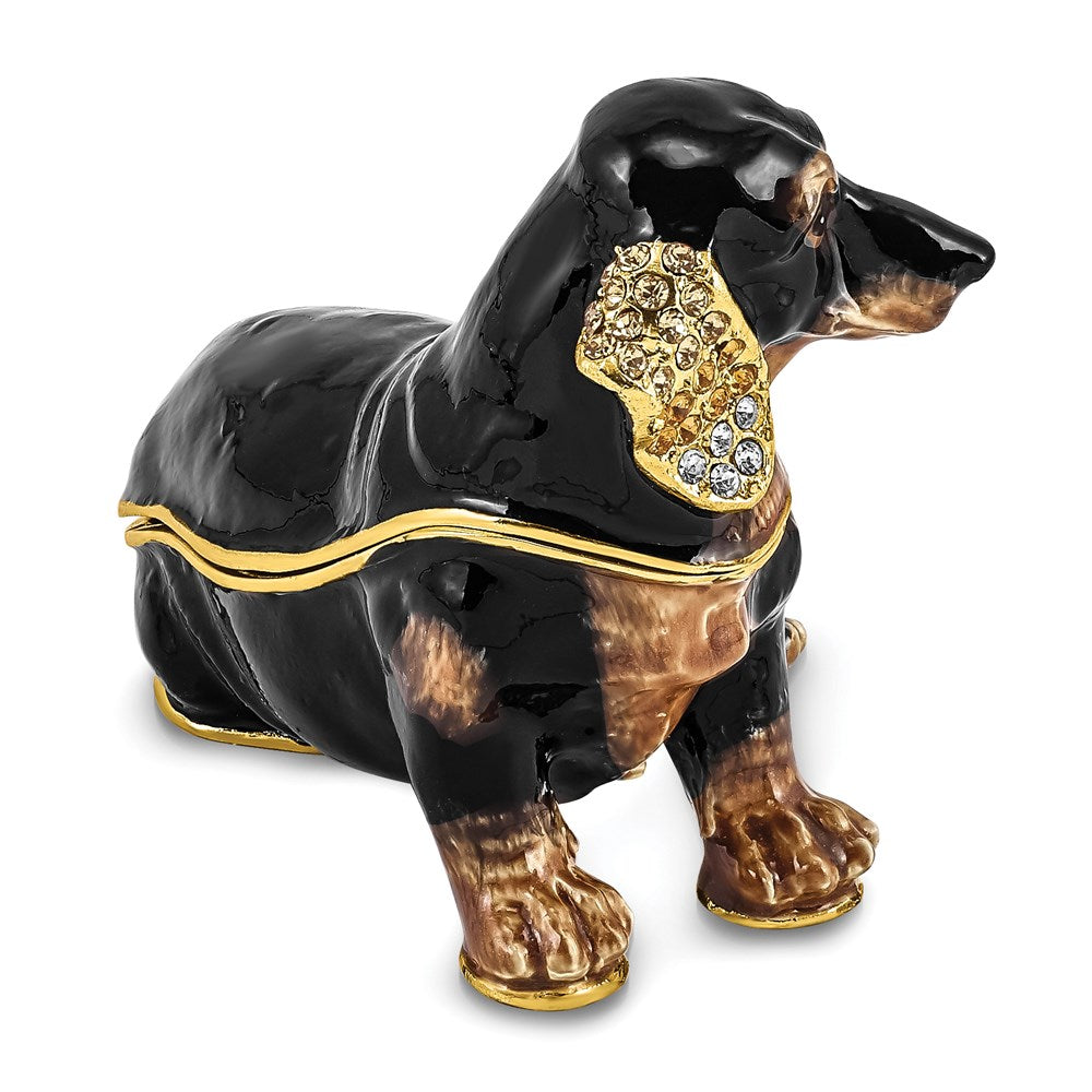 Jere Luxury Giftware, Bejeweled REGAN Dachshund Trinket Box with Matching Pendant Trinket Box & Keepsake Container Collectible Gift by Jere Luxury Giftware