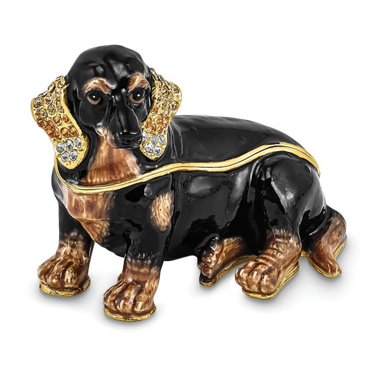 Jere Luxury Giftware, Bejeweled REGAN Dachshund Trinket Box with Matching Pendant Trinket Box & Keepsake Container Collectible Gift by Jere Luxury Giftware