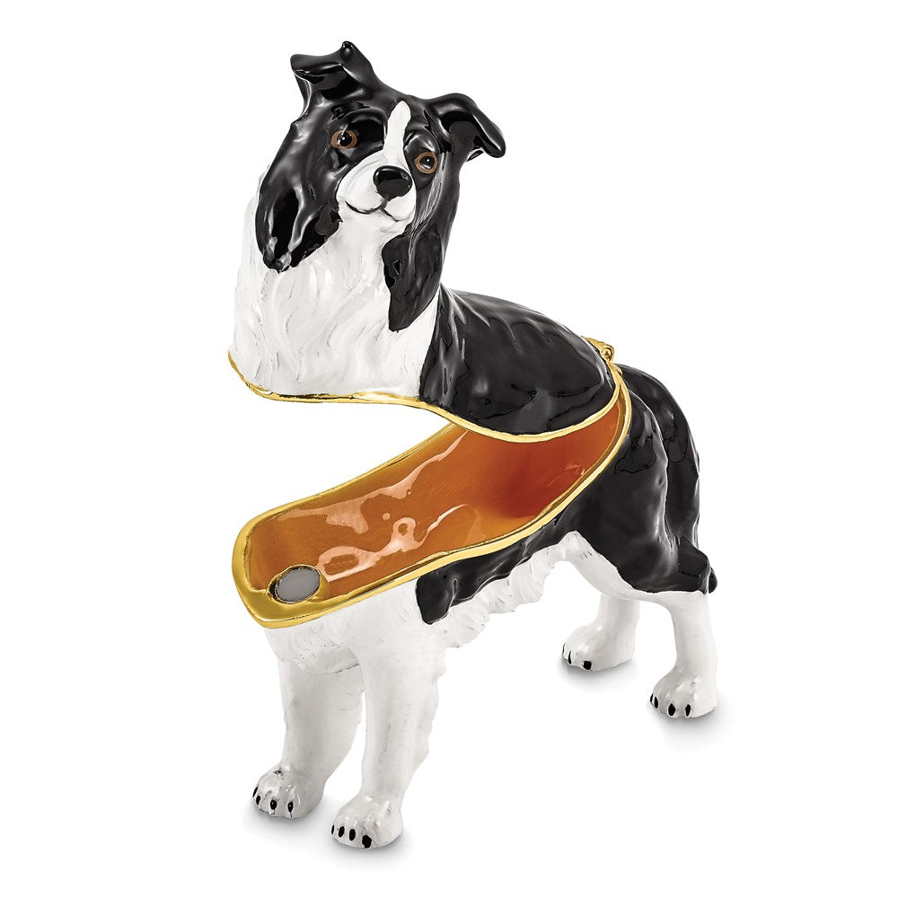 Jere Luxury Giftware, Bejeweled BRUNO Border Collie Trinket Box with Matching Pendant Trinket Box & Keepsake Container Collectible Gift by Jere Luxury Giftware