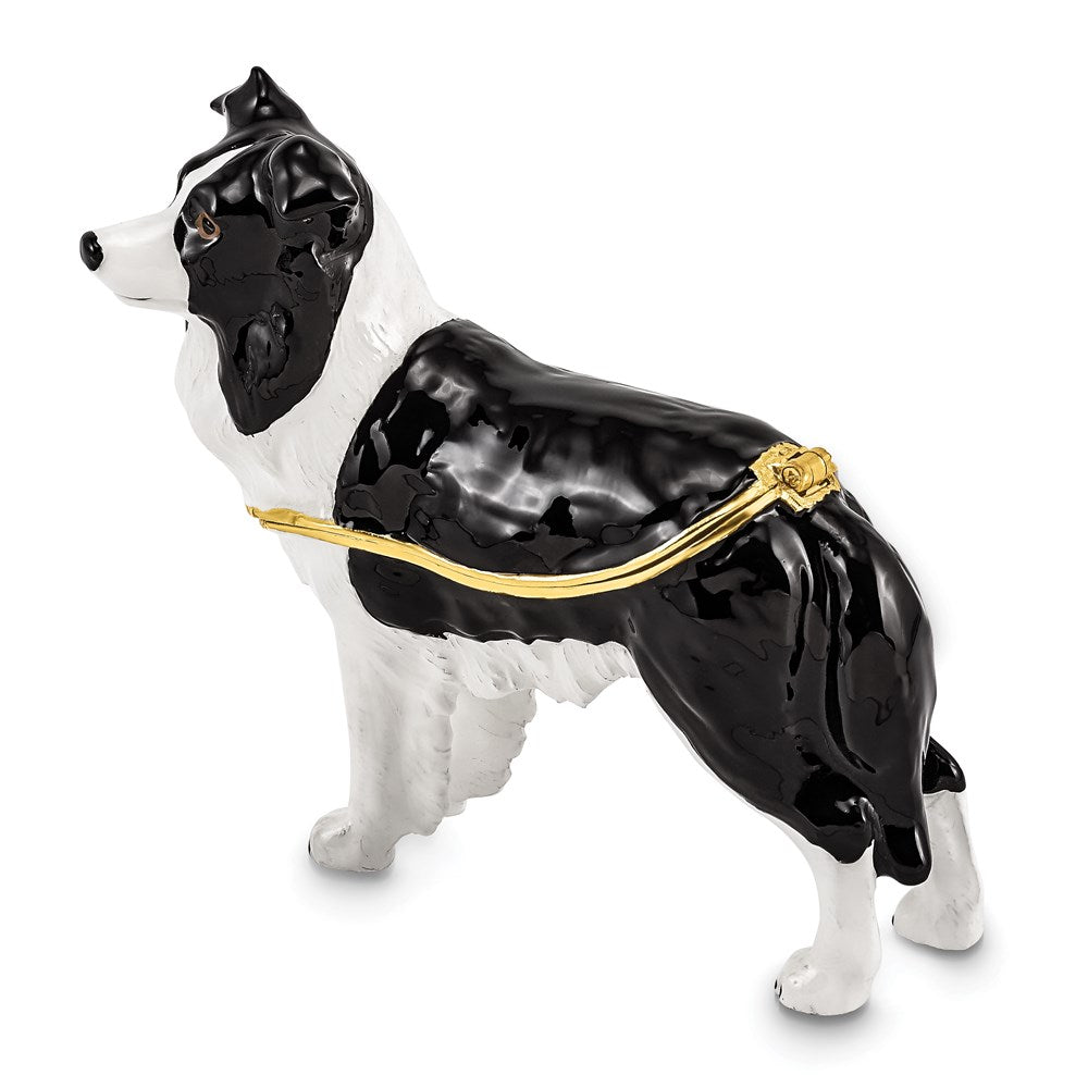 Jere Luxury Giftware, Bejeweled BRUNO Border Collie Trinket Box with Matching Pendant Trinket Box & Keepsake Container Collectible Gift by Jere Luxury Giftware