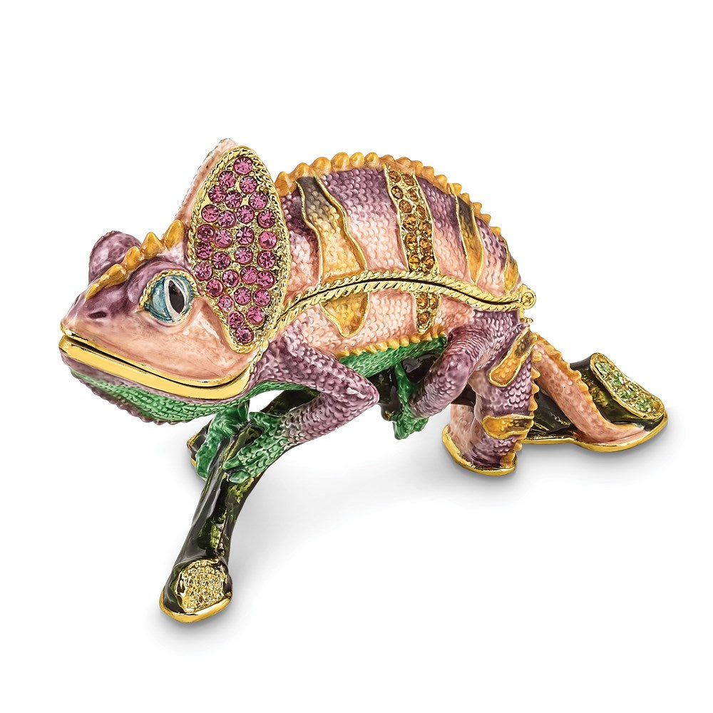 Jere Luxury Giftware, Bejeweled CAMILLE Chameleon Trinket Box with Matching Pendant Trinket Box & Keepsake Container Collectible Gift by Jere Luxury Giftware
