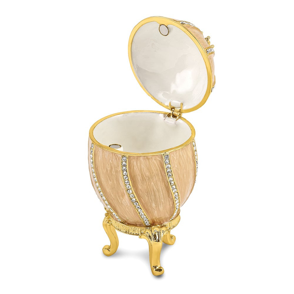 Jere Luxury Giftware, Bejeweled CAPTIVATING CROWN Champagne Egg Trinket Box with Matching Pendant Trinket Box & Keepsake Container Collectible Gift by Jere Luxury Giftware