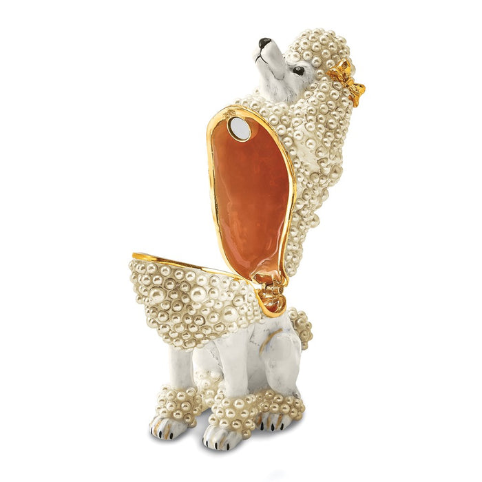 Jere Luxury Giftware, Bejeweled FIFI French Poodle Trinket Box with Matching Pendant