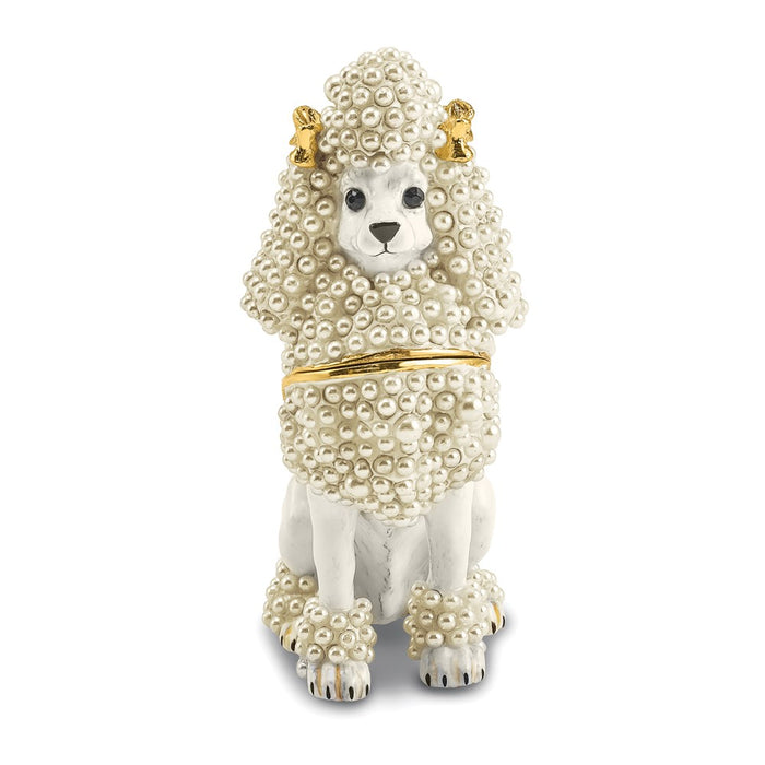 Jere Luxury Giftware, Bejeweled FIFI French Poodle Trinket Box with Matching Pendant