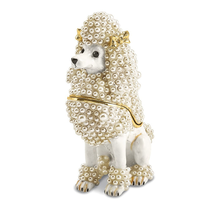 Jere Luxury Giftware, Bejeweled FIFI French Poodle Trinket Box with Matching Pendant