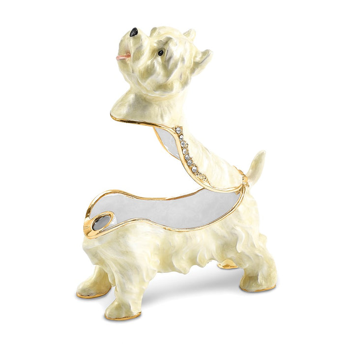 Jere Luxury Giftware, Bejeweled WESTIE West Highland White Terrier Trinket Box with Matching Pendant