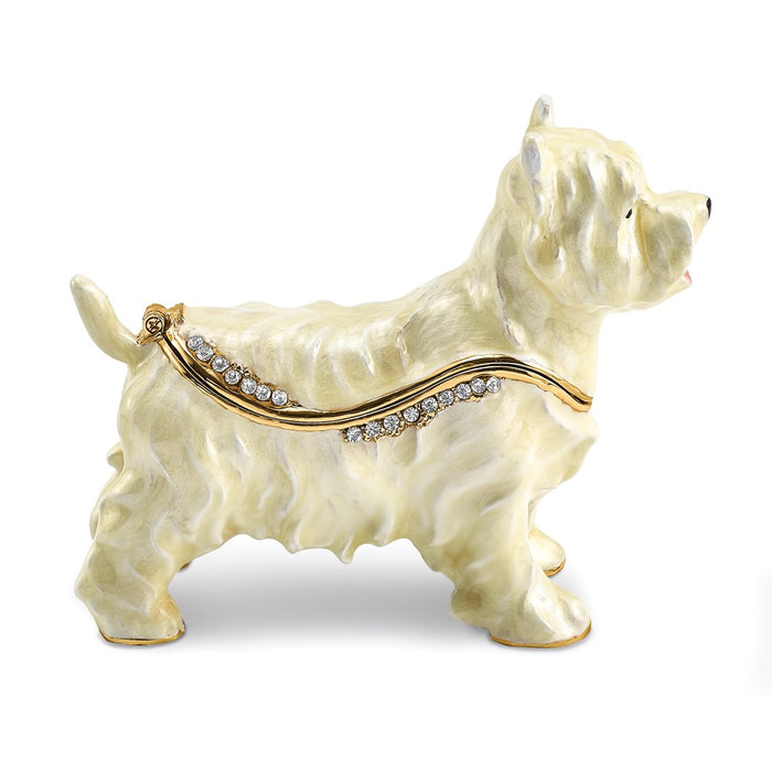 Jere Luxury Giftware, Bejeweled WESTIE West Highland White Terrier Trinket Box with Matching Pendant