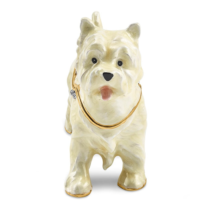 Jere Luxury Giftware, Bejeweled WESTIE West Highland White Terrier Trinket Box with Matching Pendant