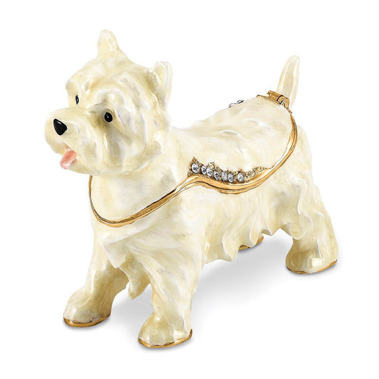 Jere Luxury Giftware, Bejeweled WESTIE West Highland White Terrier Trinket Box with Matching Pendant Trinket Box & Keepsake Container Collectible Gift by Jere Luxury Giftware