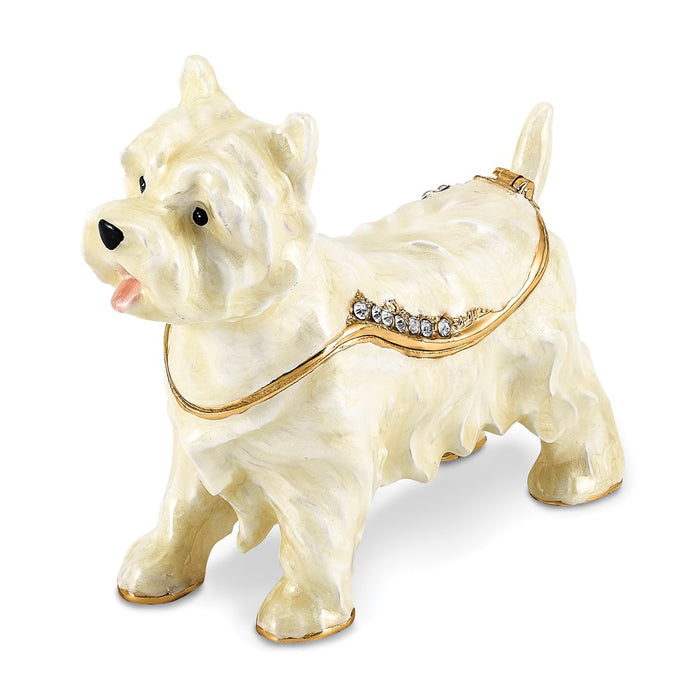 Jere Luxury Giftware, Bejeweled WESTIE West Highland White Terrier Trinket Box with Matching Pendant