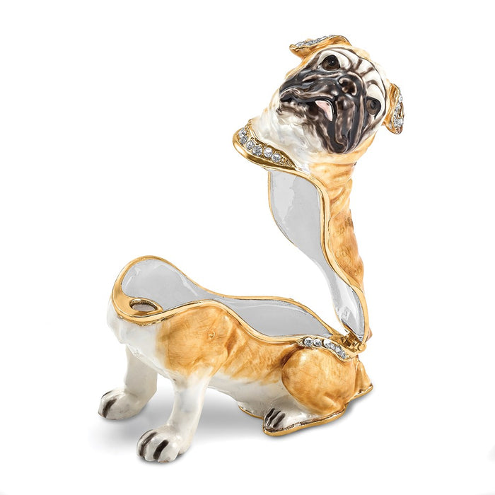 Jere Luxury Giftware, Bejeweled WEDNESDAY Pug Trinket Box with Matching Pendant