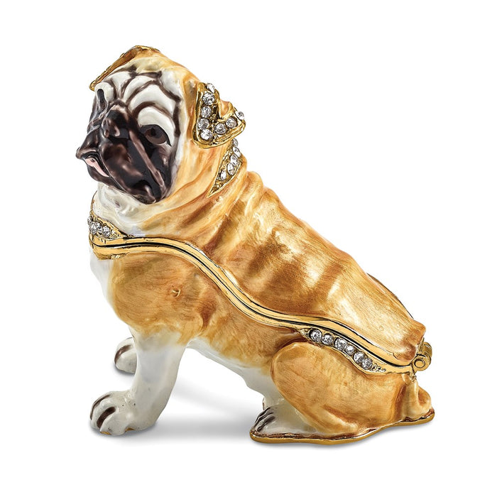 Jere Luxury Giftware, Bejeweled WEDNESDAY Pug Trinket Box with Matching Pendant