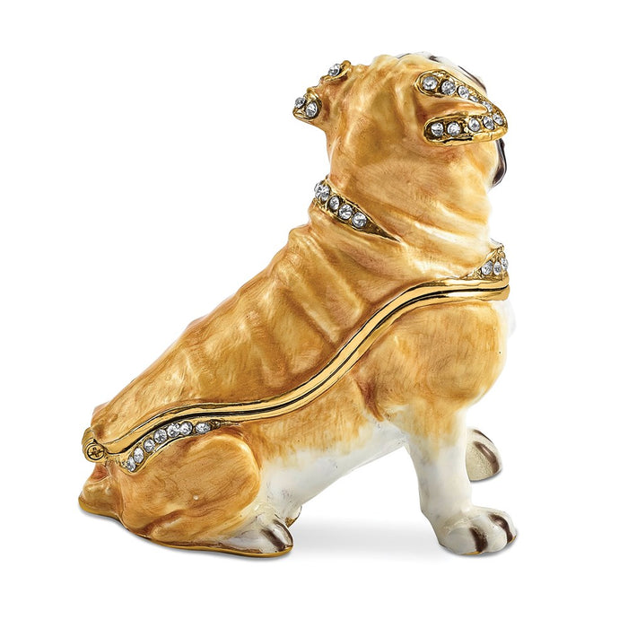 Jere Luxury Giftware, Bejeweled WEDNESDAY Pug Trinket Box with Matching Pendant