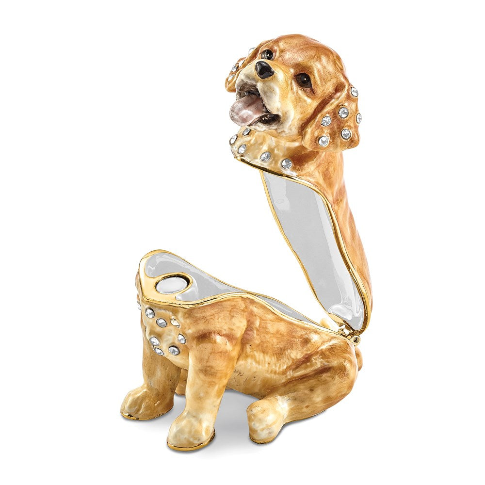 Jere Luxury Giftware, Bejeweled SASSY Golden Retriever Pup Trinket Box with Matching Pendant Trinket Box & Keepsake Container Collectible Gift by Jere Luxury Giftware