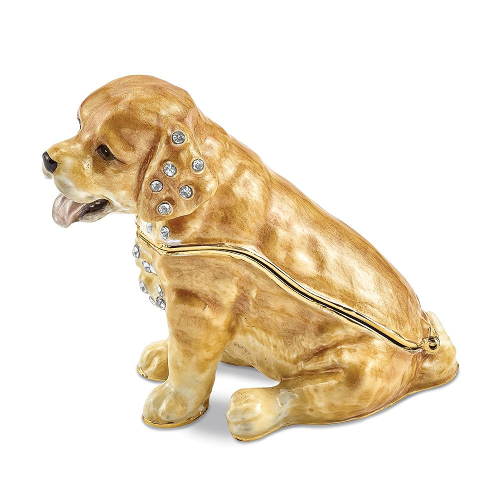 Jere Luxury Giftware, Bejeweled SASSY Golden Retriever Pup Trinket Box with Matching Pendant Trinket Box & Keepsake Container Collectible Gift by Jere Luxury Giftware