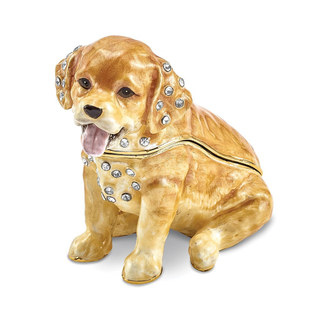 Jere Luxury Giftware, Bejeweled SASSY Golden Retriever Pup Trinket Box with Matching Pendant Trinket Box & Keepsake Container Collectible Gift by Jere Luxury Giftware