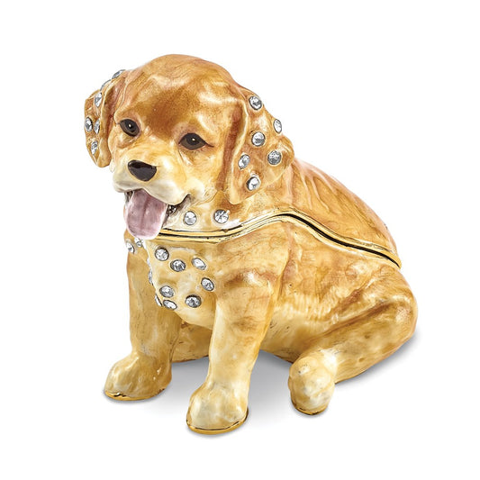 Jere Luxury Giftware, Bejeweled SASSY Golden Retriever Pup Trinket Box with Matching Pendant Trinket Box & Keepsake Container Collectible Gift by Jere Luxury Giftware