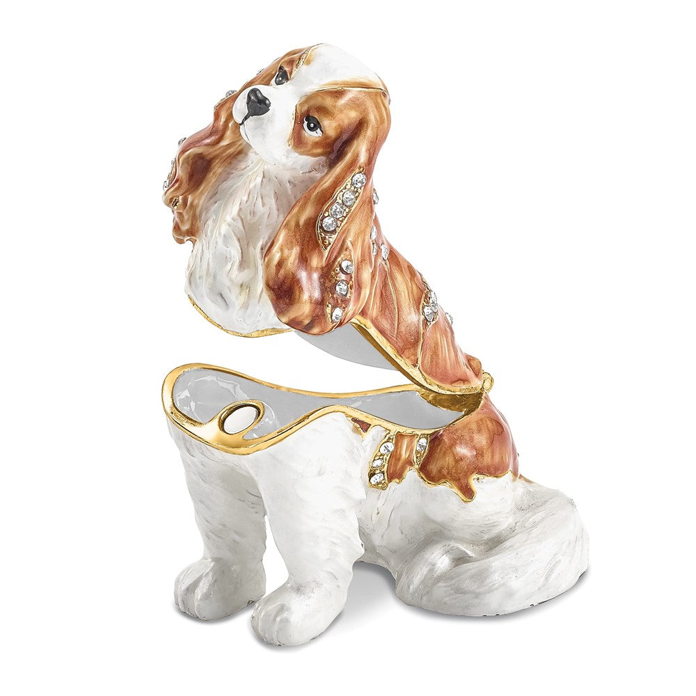Jere Luxury Giftware, Bejeweled HENRIETTA Maria Cavalier King Charles Spaniel Trinket Box with Matching Pendant Trinket Box & Keepsake Container Collectible Gift by Jere Luxury Giftware