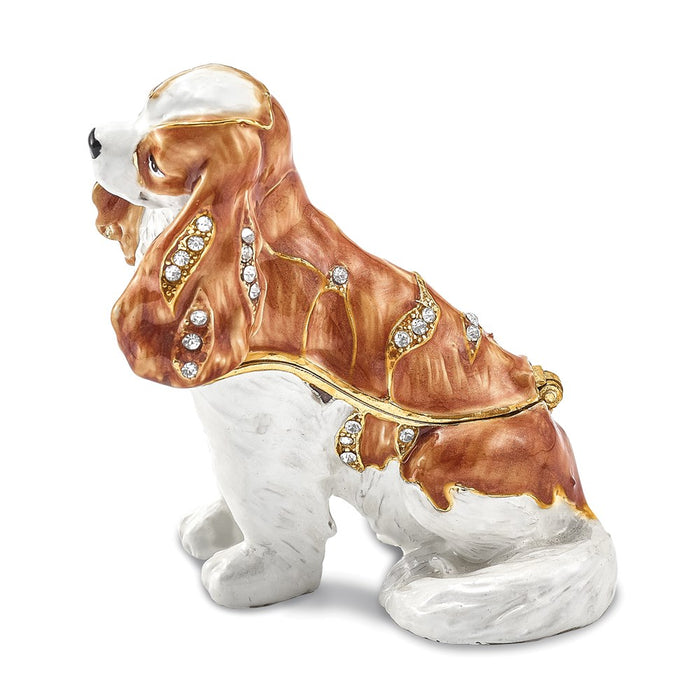 Jere Luxury Giftware, Bejeweled HENRIETTA Maria Cavalier King Charles Spaniel Trinket Box with Matching Pendant