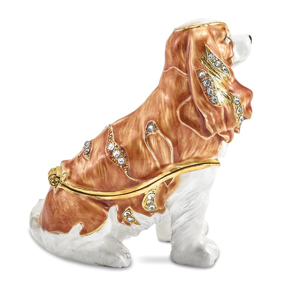 Jere Luxury Giftware, Bejeweled HENRIETTA Maria Cavalier King Charles Spaniel Trinket Box with Matching Pendant Trinket Box & Keepsake Container Collectible Gift by Jere Luxury Giftware