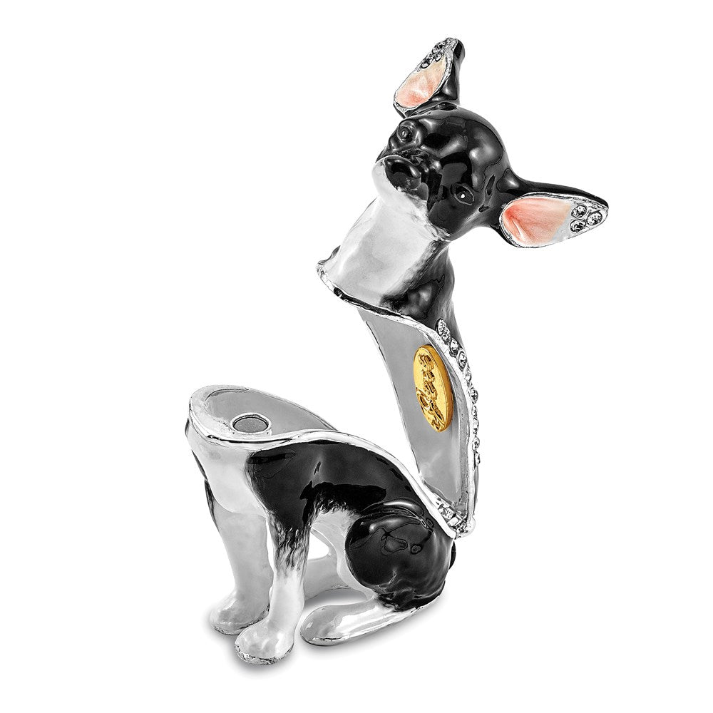 Jere Luxury Giftware, Bejeweled LEO Black & White Chihuahua Trinket Box with Matching Pendant Trinket Box & Keepsake Container Collectible Gift by Jere Luxury Giftware