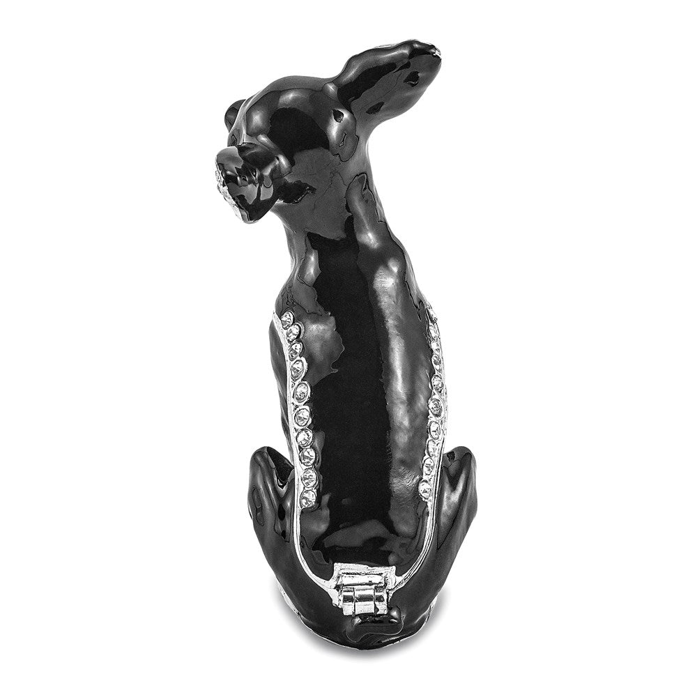 Jere Luxury Giftware, Bejeweled LEO Black & White Chihuahua Trinket Box with Matching Pendant Trinket Box & Keepsake Container Collectible Gift by Jere Luxury Giftware
