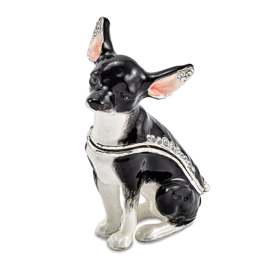 Jere Luxury Giftware, Bejeweled LEO Black & White Chihuahua Trinket Box with Matching Pendant Trinket Box & Keepsake Container Collectible Gift by Jere Luxury Giftware