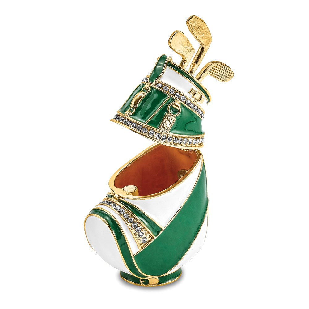 Jere Luxury Giftware, Bejeweled GAME OF FORES Golf Bag Trinket Box with Matching Pendant Trinket Box & Keepsake Container Collectible Gift by Jere Luxury Giftware