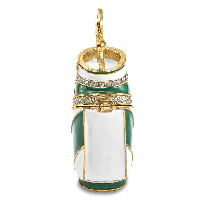 Jere Luxury Giftware, Bejeweled GAME OF FORES Golf Bag Trinket Box with Matching Pendant