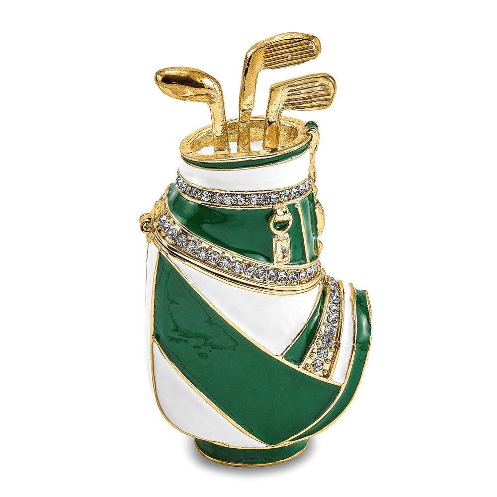 Jere Luxury Giftware, Bejeweled GAME OF FORES Golf Bag Trinket Box with Matching Pendant Trinket Box & Keepsake Container Collectible Gift by Jere Luxury Giftware