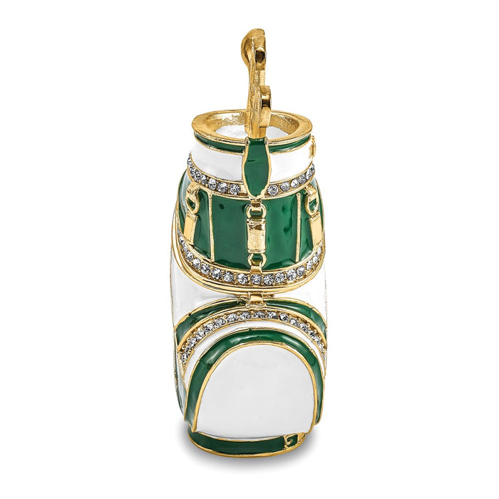 Jere Luxury Giftware, Bejeweled GAME OF FORES Golf Bag Trinket Box with Matching Pendant