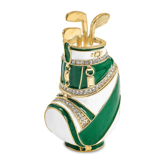 Jere Luxury Giftware, Bejeweled GAME OF FORES Golf Bag Trinket Box with Matching Pendant Trinket Box & Keepsake Container Collectible Gift by Jere Luxury Giftware