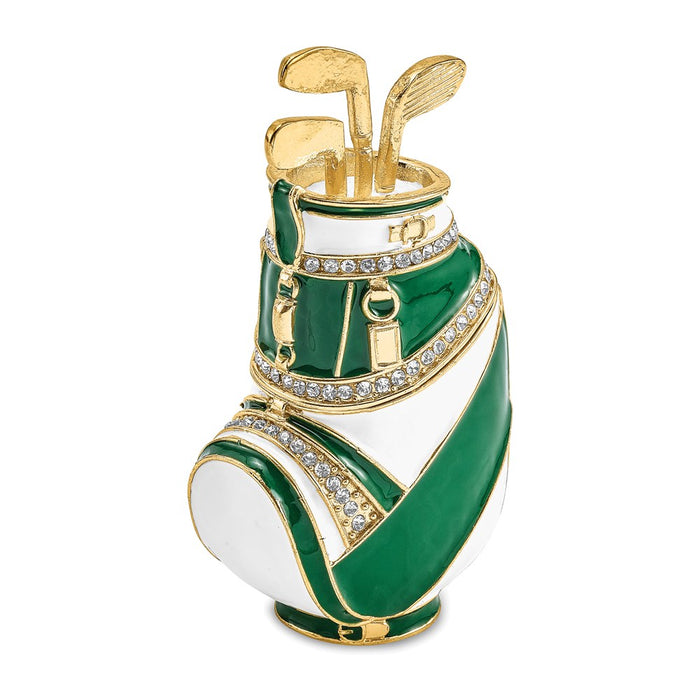 Jere Luxury Giftware, Bejeweled GAME OF FORES Golf Bag Trinket Box with Matching Pendant