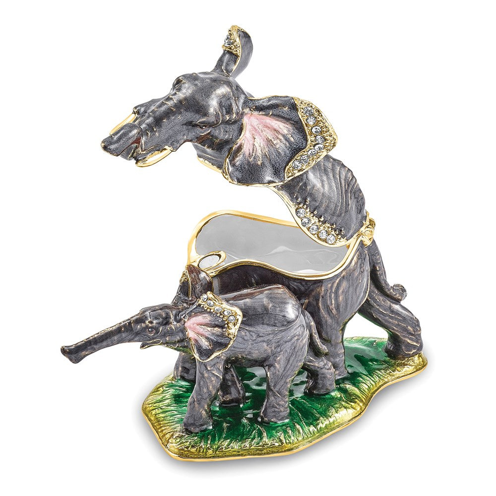 Jere Luxury Giftware, Bejeweled ELLA & ELI Mom & Baby Elephant Trinket Box with Matching Pendant Trinket Box & Keepsake Container Collectible Gift by Jere Luxury Giftware